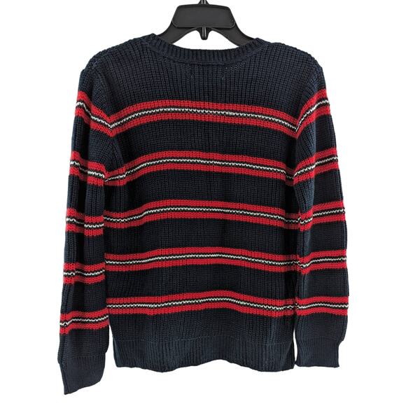 Cotton Emporium Knit Sweater Red Blue Striped Girls Size Small - Picture 2 of 6